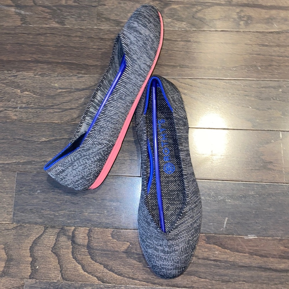 Rothy’s Charcoal Grey Pink Sole Flats 10.5